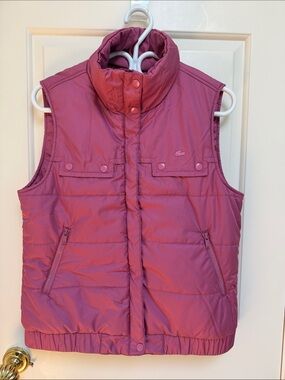 Lacoste sz 42 (US 10) Women's Puffer Vest in berry raspberry concealed zip